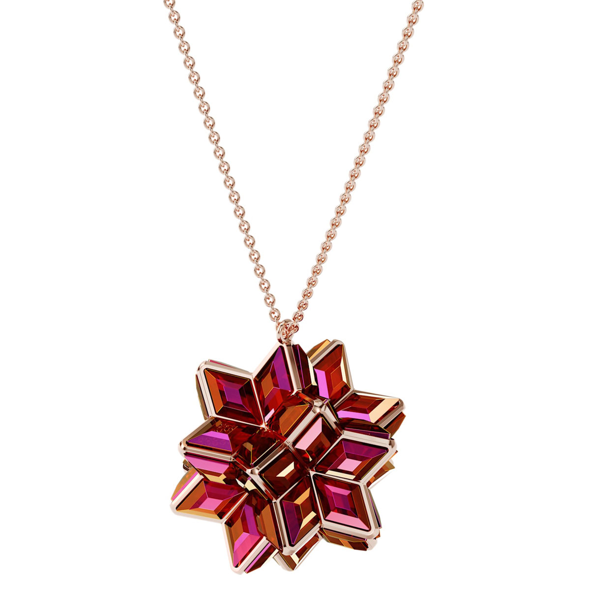 Swarovski Curiosa Pendant, Geometric Crystals, Pink, Rose-Gold Tone Plated